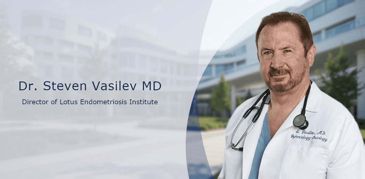 A closeup of Dr Steven Vasilev MD, director of Lotus Endometriosis Institute